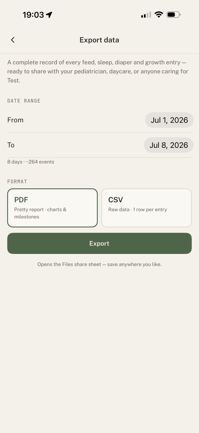Export data options